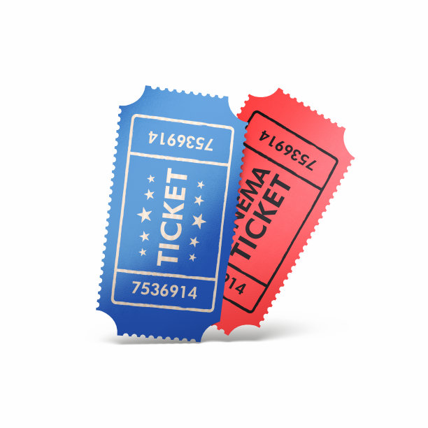 两个电影院红蓝票孤立的对象和阴影剪辑路径图片下载