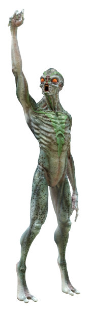 三维渲染绿色外星人在白色图片下载