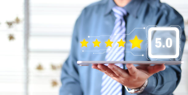 用户对在线申请的服务体验进行评分，客户评价满意度反馈调查概念，客户可以评估服务质量，从而导致企业的声誉排名。图片下载