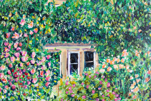 茅屋花园边花图片下载