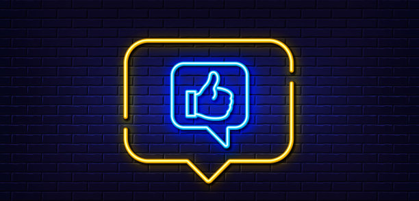 像线图标一样竖起大拇指，标志霓虹灯讲话图片下载