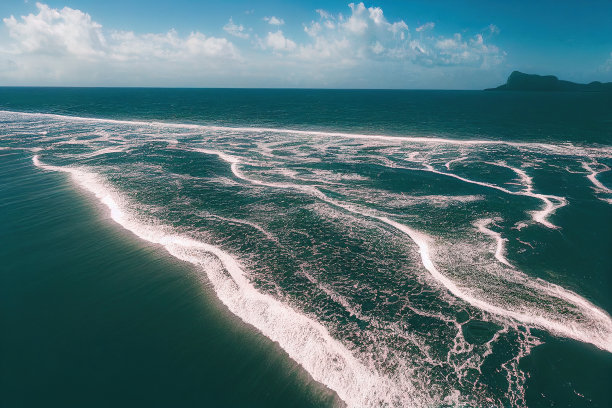 壮观的鸟瞰海洋海水飞溅的背景照片。图片下载