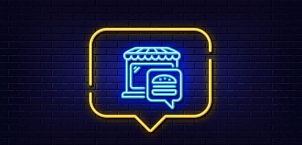 食品市场线图标快餐店标志图片下载