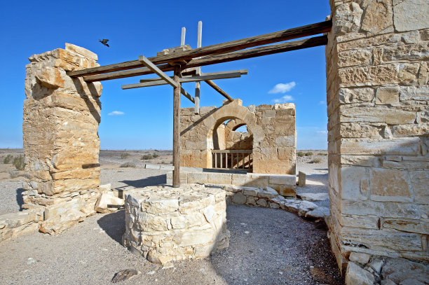 约旦库赛尔·阿姆拉哈曼沙漠城堡的水井机械特写图片下载