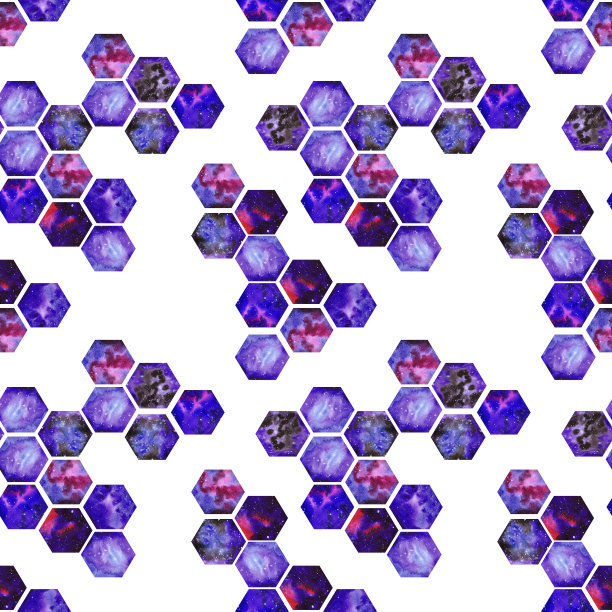 手绘水彩空间抽象无缝图案在白色背景。星空背景。剪贴簿，明信片，横幅，纺织品。图片下载