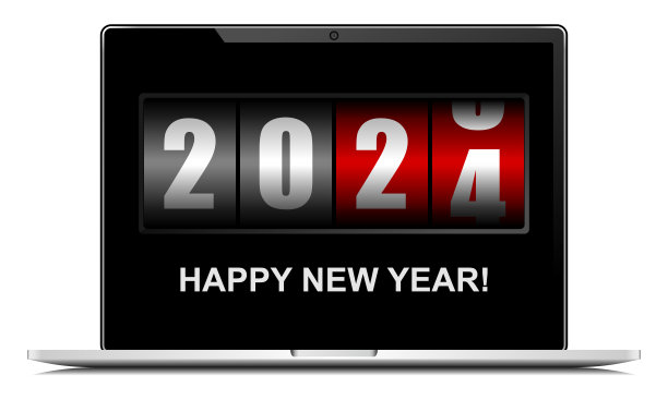 2024新年矢量素材：笔记本屏幕计数器图片下载