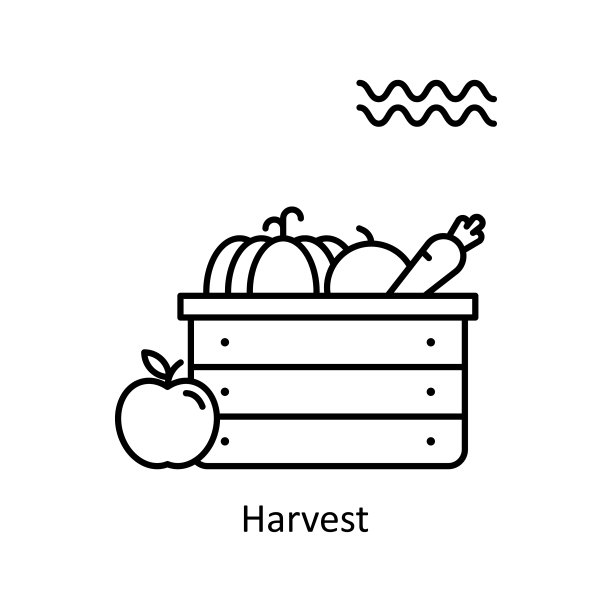 收获矢量轮廓图标设计说明。生态符号在白色背景EPS 10文件图片下载
