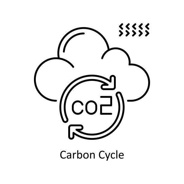 碳循环矢量轮廓图标设计说明。生态符号在白色背景EPS 10文件图片下载