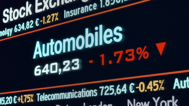 汽车板块，证券交易所交易大厅。图片下载