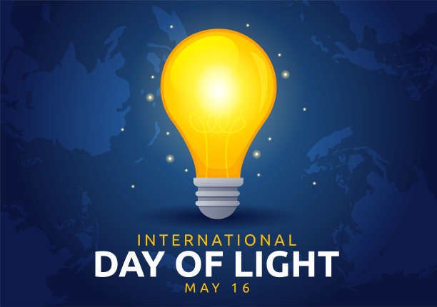 5月16日国际光日在平面卡通手绘横幅或登陆页模板灯的重要性插图使用图片下载