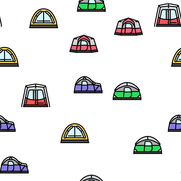 帐篷度假旅游的旅游矢量无缝模式图片下载