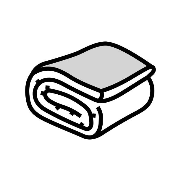 毛毯卧室内部颜色图标矢量插图图片下载