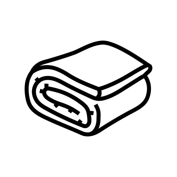 毛毯卧室内线图标矢量插图图片下载