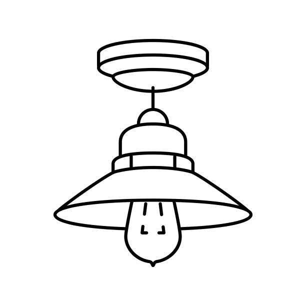 灯泡天花板线图标矢量说明图片下载
