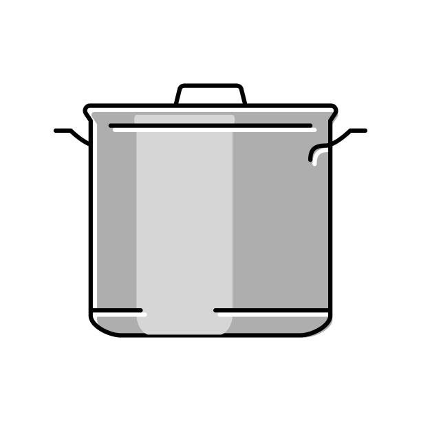 厨房用具锅具烹饪彩色图标矢量插图图片下载