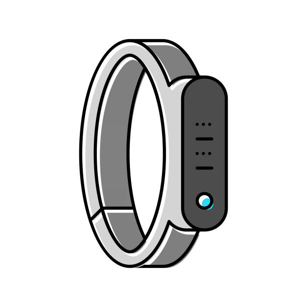 手镯健身运动彩色图标矢量插图图片下载