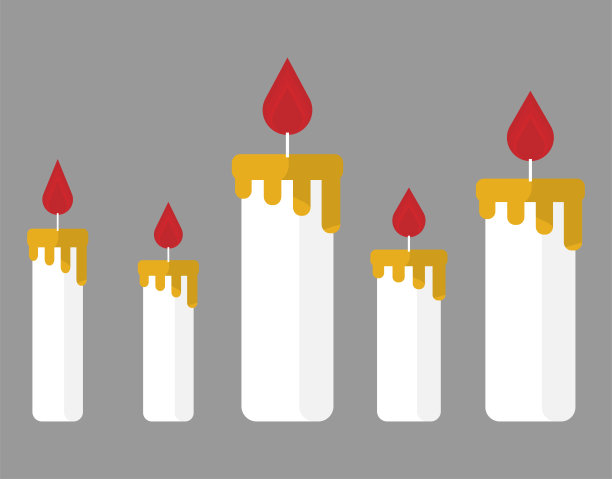 蜡烛矢量插图。燃烧着不同大小的蜡烛图片下载