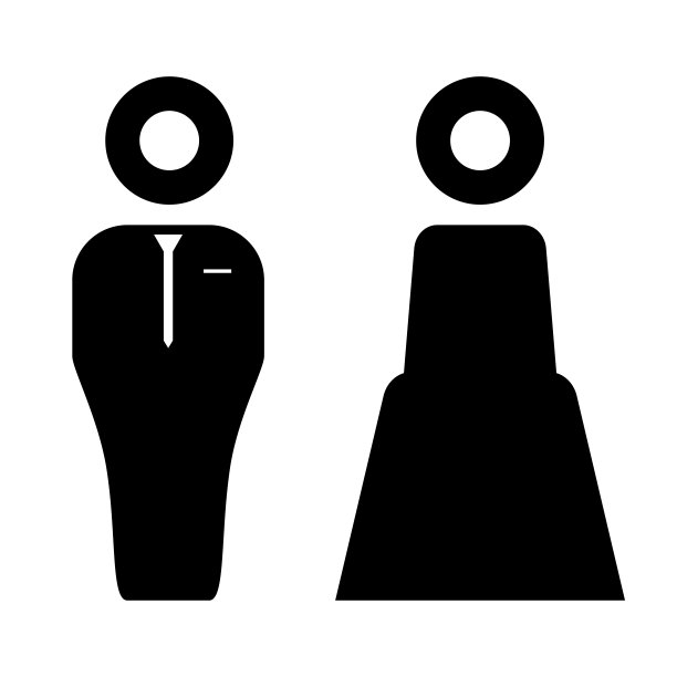 男女偶像。现代简约的平面设计。白色背景的厕所图标图片下载