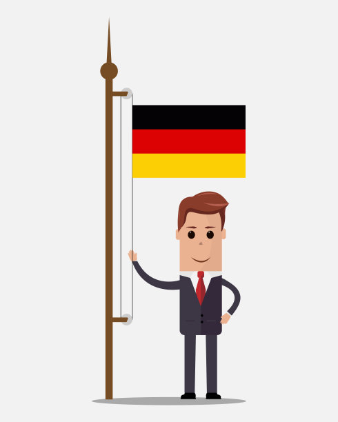 手持德国国旗的男人 矢量图图片下载