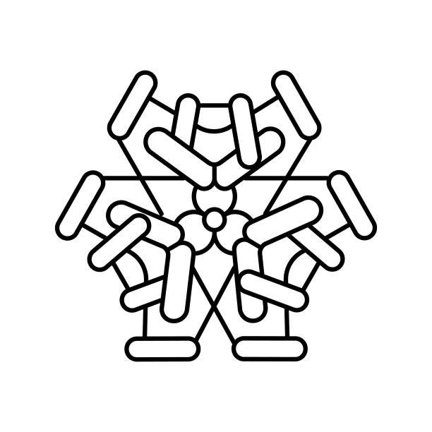 实验室分子结构线图标矢量插图图片下载
