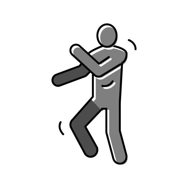 舞蹈人剪影颜色图标矢量插图图片下载