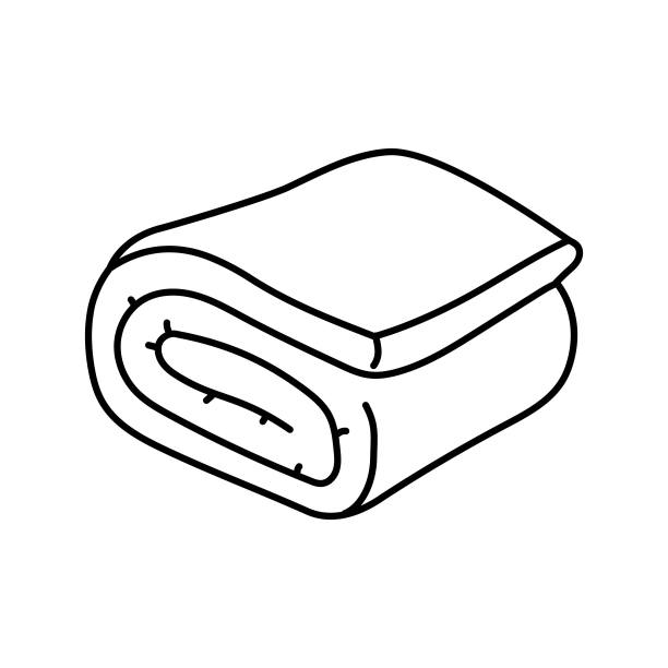 毛毯卧室内线图标矢量插图图片下载