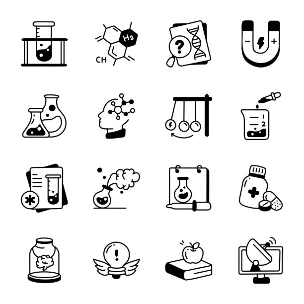 涂鸦风格科学图标合集图片下载