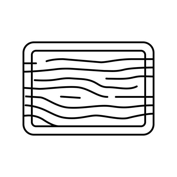 木砧板厨房炊具线图标矢量插图图片下载