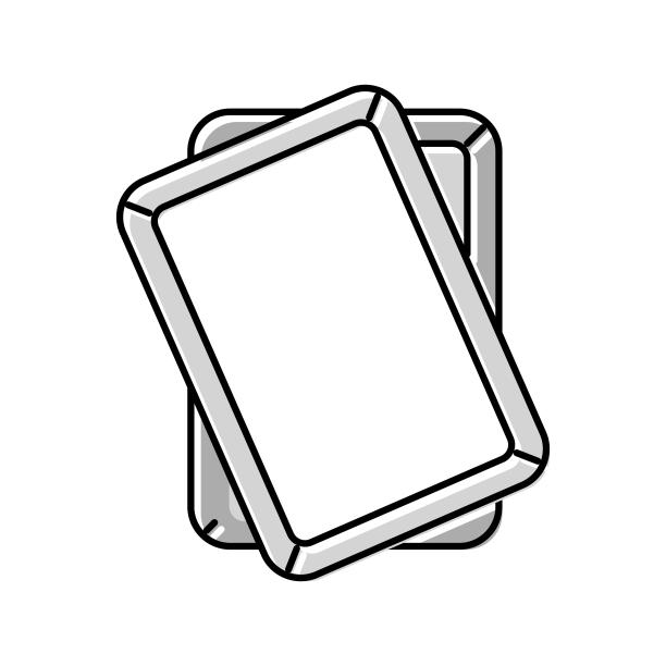 铝板锅厨房炊具颜色图标矢量插图图片下载