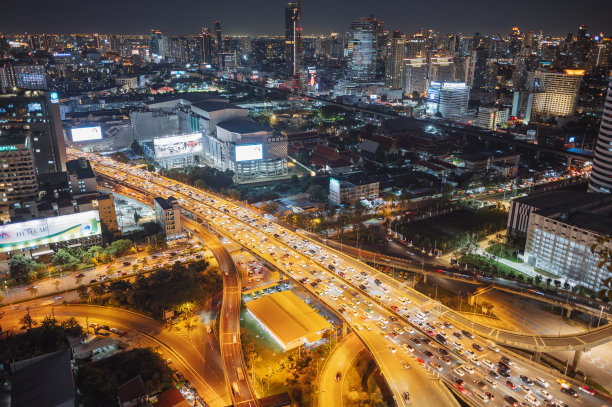 高速公路ratchada和rama 9区makkasan首都曼谷CBD图片下载