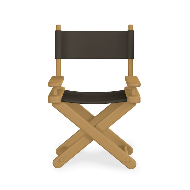 3d现实电影，电影导演椅子在卡通风格。矢量图图片下载