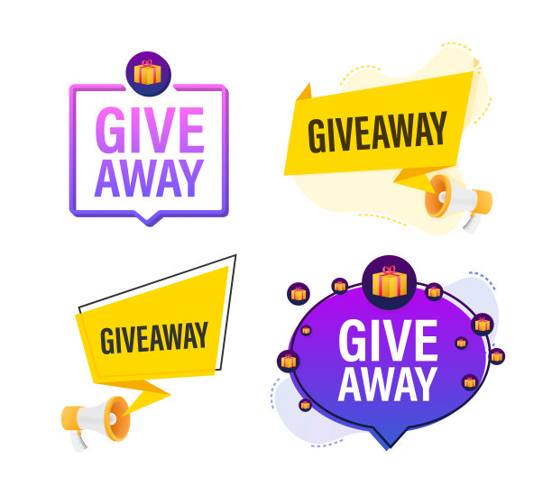 扩音器标签设置文本赠品。扩音器在手宣传横幅。营销和广告图片下载