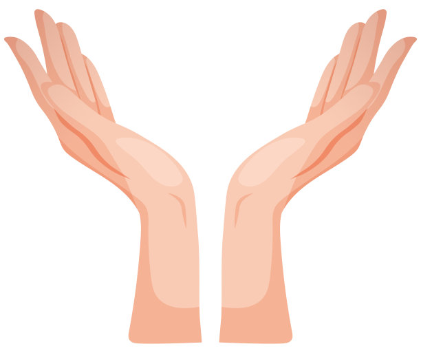 手向上指向的矢量图像。两只手放在透明背景上图片下载