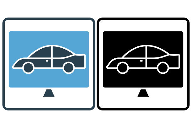 汽车诊断图标说明。汽车图标与笔记本电脑。图标与汽车服务、汽车维修有关。实心图标样式。简单的矢量设计可编辑图片下载
