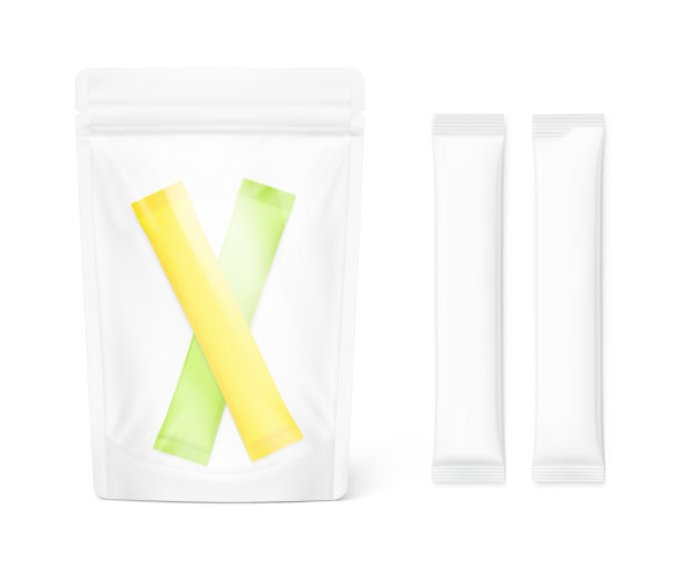 空白袋袋与棍子酒吧的模型。前视图。矢量插图隔离在白色背景上。图片下载