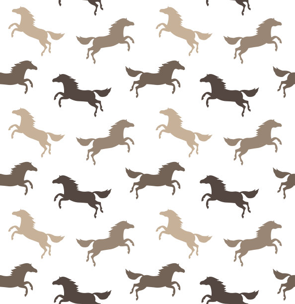 矢量无缝模式的平马剪影图片下载