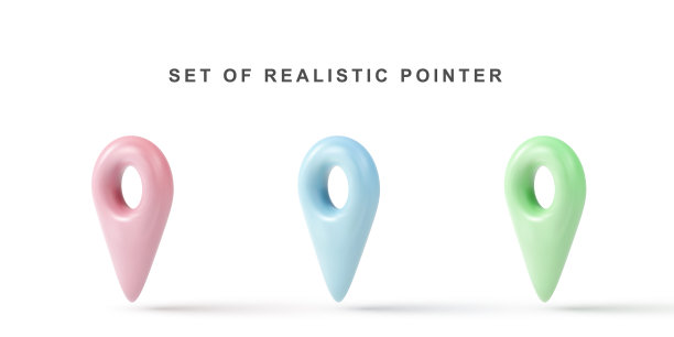 3d设置指针隔离在白色背景上。矢量插图。图片下载