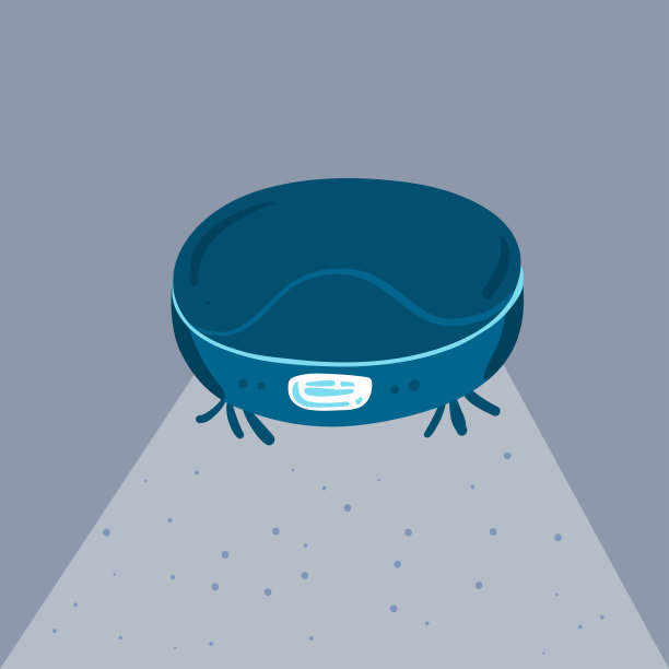 猫驾驶或骑自动清洁，是吸尘羊毛地板卡通平面矢量插图。帮助人们做家务的电子设备。远程电站充电。图片下载