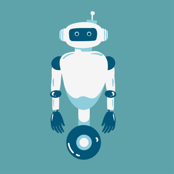 外星机器人，未来科技卡通人物。机器人生命形式，具有人工智能的未来机器或半机械人工人，手上有爪子和发光的霓虹灯眼睛图片下载