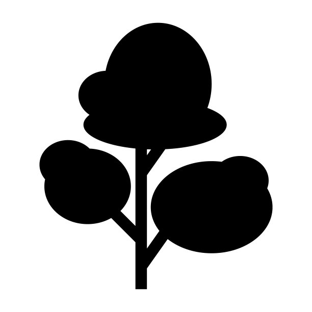 树平面图标。黑色的树剪影。矢量插图隔离在白色背景上。图片下载