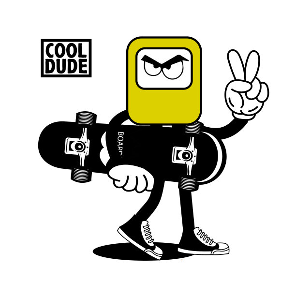 矢量插图卡通人物滑板。矢量设计的服装印花，海报和其他用途。图片下载