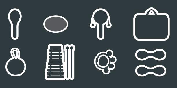 儿童手绘乐器玩具。贴纸的平面矢量剪影插图图片下载