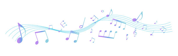 背景插图的彩色五线谱图片下载