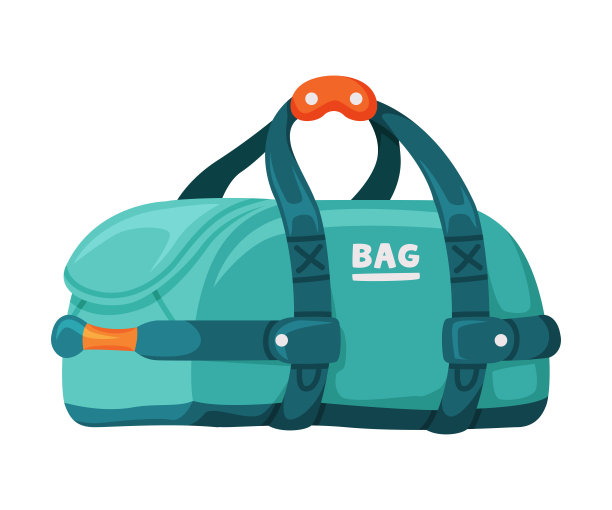 旅行袋与处理和拉链为打包行李旅行矢量插图图片下载