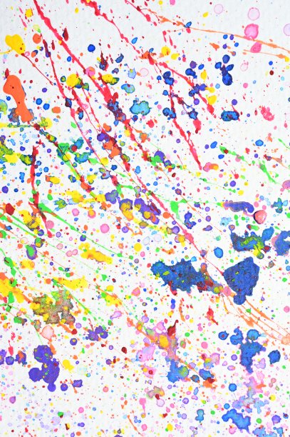 水彩溅在白纸上，五彩缤纷的艺术设计图片下载