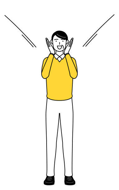 退休老人，中年男子，用手捂着嘴大喊。图片下载