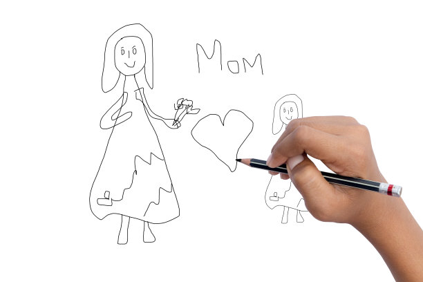 教育小男孩学习在白纸上画画和写字图片下载