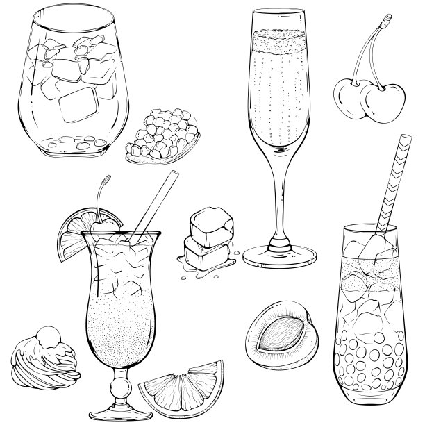 集各种鸡尾酒线艺术图片下载