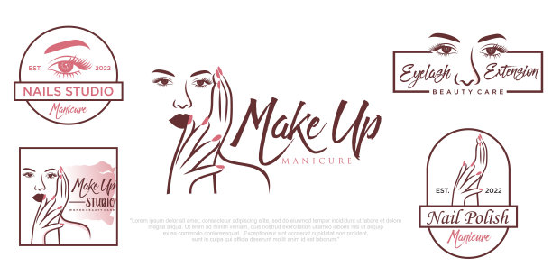 指甲艺术沙龙矢量图标。插图的女人手优雅，美丽的美甲。图片下载