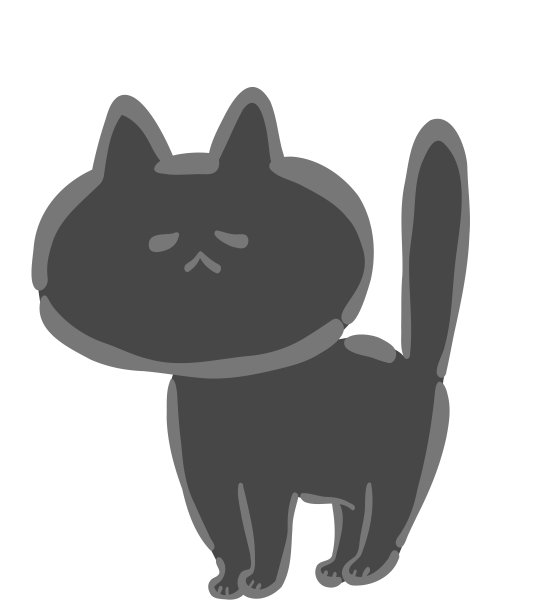 手绘卡通黑猫孤立在白色背景。图片下载